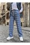 Wide Leg Plaid Patterned High Waist Lace-Up Pajama Pants for Women
