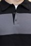 Black Color Blocked Polo Collar Men's Tracksuit Set E7368 - 5