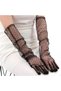 Long Length Black Polka Dot Black Color Adult Tulle Gloves 55 cm (K0)