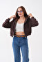 Short Kangaroo Pocket Zippered Three-Yarn Sweatshirt - 2