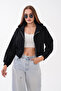 Short Kangaroo Pocket Zippered Three-Yarn Sweatshirt - 3
