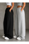 2-Piece Women's Sweatpants Set (Black and Gray) with Wide Legs, Comfortable Cut, Breathable Fabric - 2