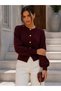 Crew Neck Gold Button Low Shoulder Long Sleeve Soft Textured Knitwear Cardigan Aw26Hi0026 - 2