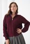 High Neck Double-Way Zipper Off-Shoulder Oversize Long Sleeve Knitwear Cardigan Aw26Hi0023 - 4