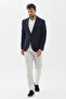 Samues Men's Navy Cotton Stretchy Mono Collar Slim Fit Sports Blazer Jacket with Pocket - 3