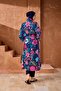Kaftan Pareo over the Hijab Swimsuit with Navy Blue Floral Pattern - 5