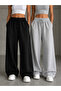 2-Piece Women's Sweatpants Set (Black and Gray) with Wide Legs, Comfortable Cut, Breathable Fabric
