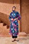 Kaftan Pareo over the Hijab Swimsuit with Navy Blue Floral Pattern
