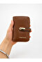 Women's Gold Detailed, Stylish and Convenient Multi-Compartment Wallet, Matte Brown - 4