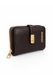 Women's Gold Detailed, Stylish and Convenient Multi-Compartment Wallet in Brown