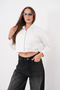 Short Kangaroo Pocket Zippered Three-Yarn Sweatshirt - 8
