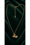 Gold Color Zircon Stone Double Swan Steel Necklace-Tarnish Resistant-45Cm - 4