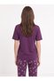 Women's Short Sleeved ½100 Cotton Pajama Set Purple - 4