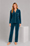 Women's Velvet Buttoned Long Sleeve Pants Pajama Set - 2