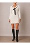 Feminine Knitwear Elegance |   Women's V-Neck Lace Detailed Long Sleeve Mini Dress - 4