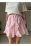 Pink Flywheel Detailed Lined Mini Skirt - 5