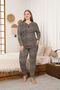 Mooda Buttoned V-Neck Cotton Lycra Combed Cotton 95% Cotton 5% Lycra Women's Plus Size Pajama Set - 2