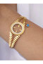Stainless Steel Evil Eye Beaded Tura Handcuff Bracelet - 3