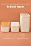 3-Piece Rectangular Corded Patterned Band Storage Container 2X(500 ml) 1X(1 Liter) Portable Nutrition Set with Bamboo Lid - 3