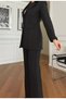 Pearl Embellished Detailed Jacket and Trousers Black Set - 2
