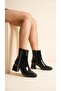 Leather Zippered Heel Detailed Short Simple Classic Boots Bootie - 2