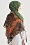 Verona Pattern Norena Wool Shoulder Shawl Brown - 2