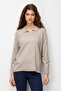 Women's Polo Collar Basic Plain Blouse Mink - 2