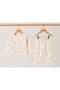 Ecru Carrot Patterned Double Baby Home Wear and Pajama Set 100% Cotton Unisex - 2