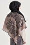 Lace Pattern Norena Wool Shoulder Shawl Mink - 2