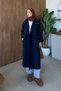 Apolet Detail Long Trench Coat Navy Blue - 3