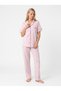 Women's Cotton Heart Patterned Short Sleeved Pajama Set Pink - 3