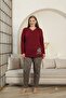Mooda Buttoned V-Neck Cotton Lycra Combed Cotton 95% Cotton 5% Lycra Women's Plus Size Pajama Set
