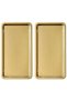2 Pieces Gold Wide Rectangular Metal Presentation Tray 33X18 cm – Flat Tea Coffee Dessert Serving Tray Set