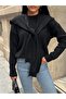 Women's Black Collar Tie-Detail Knit Sweater - 6