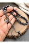 Hematite Stone Prayer Beads with Letter Detail and Wooden Box - 3