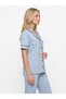 Women's Short Sleeved Love Patterned Front Buttoned Pajama Set - 2