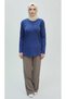 Women's Middle-Aged and Older Women's Seasonal Narcissus Bluz with Circular Neckline, Embroidered Sleeves and Stone Details - 3