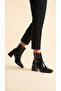 Leather Zippered Heel Detailed Short Simple Classic Boots Bootie - 3