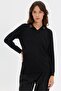 Women's Polo Collar Embroidered Liguara Blouse Black - 3