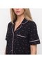 Women's Short Sleeved Love Patterned Front Buttoned Pajama Set - 3