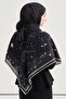Luna Pattern Norena Wool Shoulder Shawl Black - 2