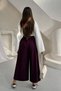 Women's Pleated Wide-Leg Palazzo Trousers with Elastic Waist and Rope Detail 0186 - Plum - 8