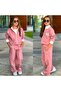 Girl's Zippered 2 Yarn 3 Piece Bottom Top Set Tracksuit Set 6725P - 3