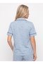 Women's Short Sleeved Love Patterned Front Buttoned Pajama Set - 5