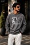Men's Stay Cool Always Happy Typography Printed Cycling Round Neck Casual Sweatshirt