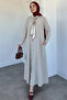 Stone Buttoned Hijab Dress with Scarf Accessories