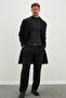 Buttoned Double-Breasted Collar Long Cashmere Coat - 5