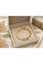 Gold Color Pearl Detailed Steel Bracelet with Zircon Appearance, Oval Shaped, Stylish Design - 2