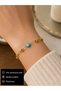 Turquoise Evil Eye Bead Detailed Gold Color Steel Chain Women's Bracelet