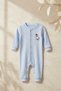 Baby Boy Blue Rocket Embroidered Corduroy Long Sleeve Romper with Snap Fasteners - 4